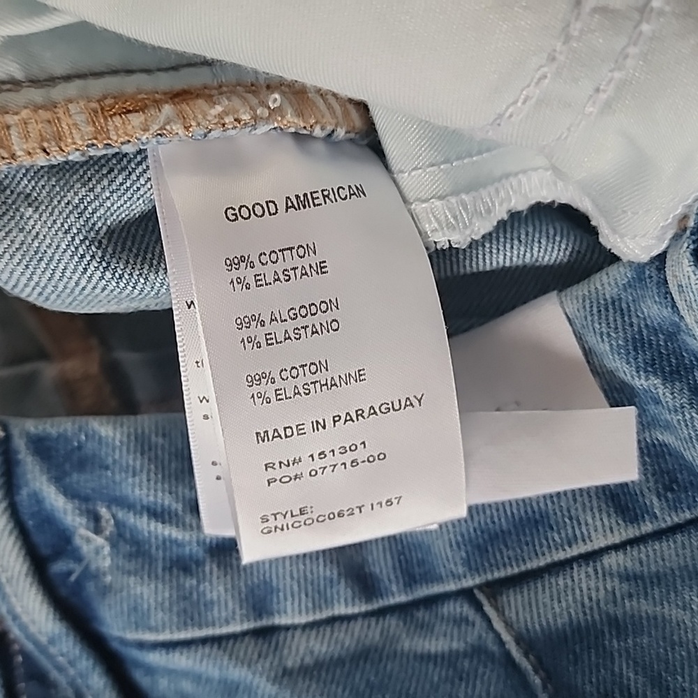 Good American Good Icon Festival Rips Straight Crop NWT Denim Jeans 2 26 - Picture 13 of 16